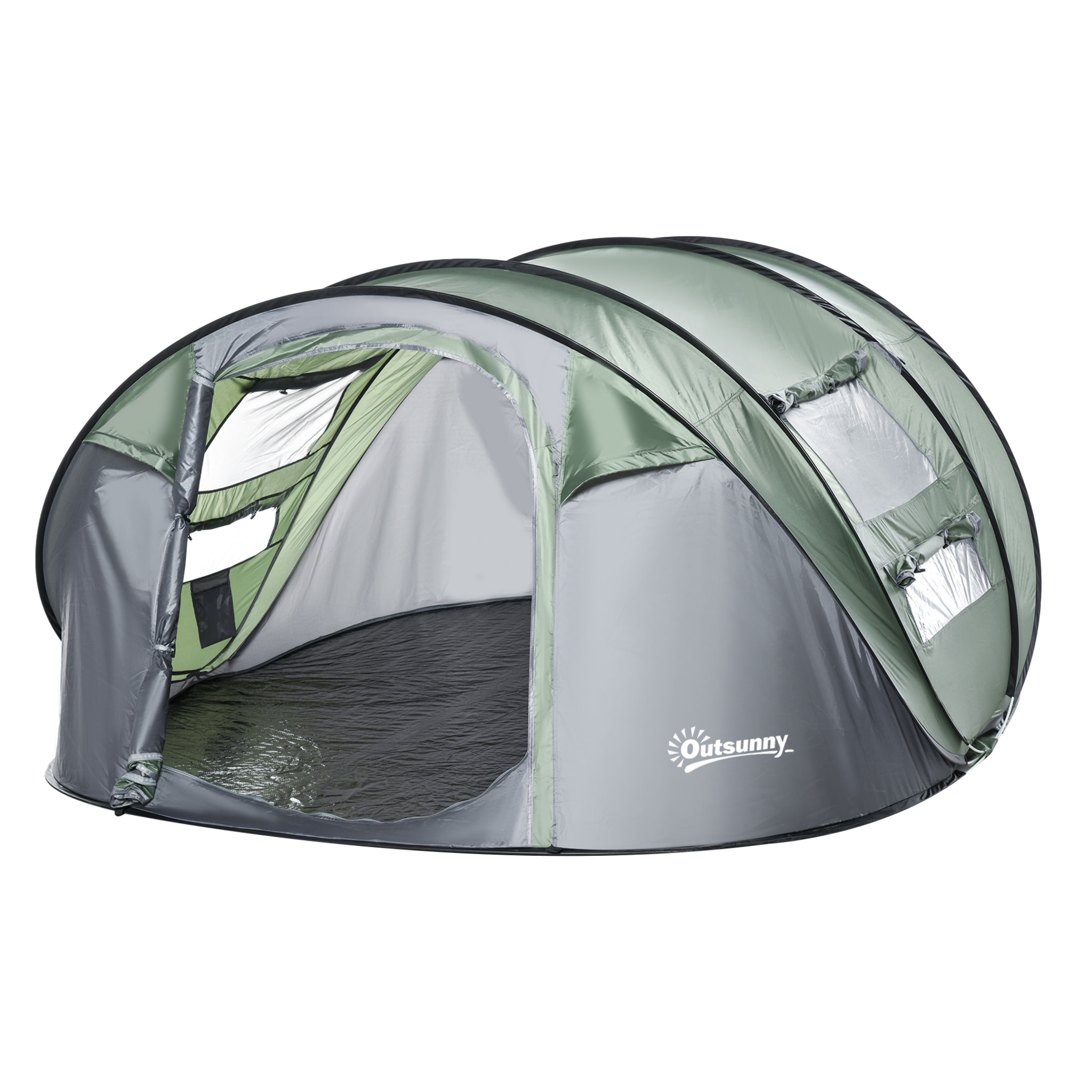 Tienda de Campaña Pop up para 4-5 Personas Tienda de Camping Instantánea con Ventanas Bolsillos y Bolsa de Transporte Impermeable Anti-UV 263,5x220x123 cm Verde y Gris