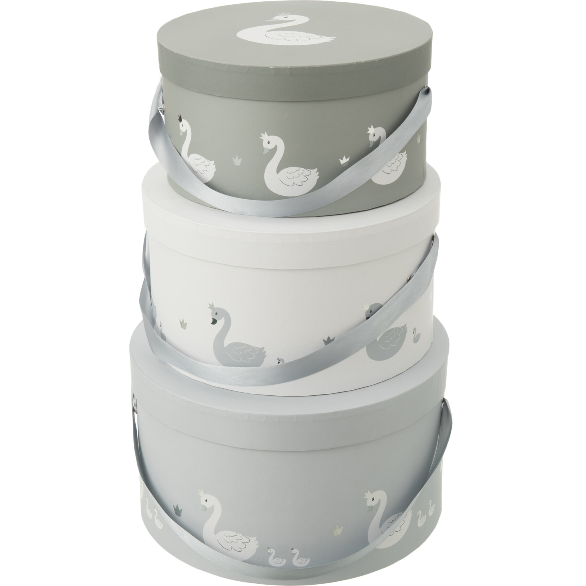 J-Line boîte Cygne - papier - blanc/gris - 3 pcs