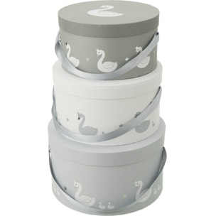 J-Line boîte Cygne - papier - blanc/gris - 3 pcs