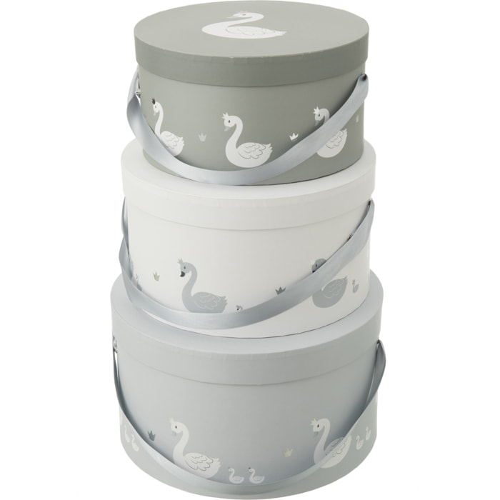J-Line boîte Cygne - papier - blanc/gris - 3 pcs