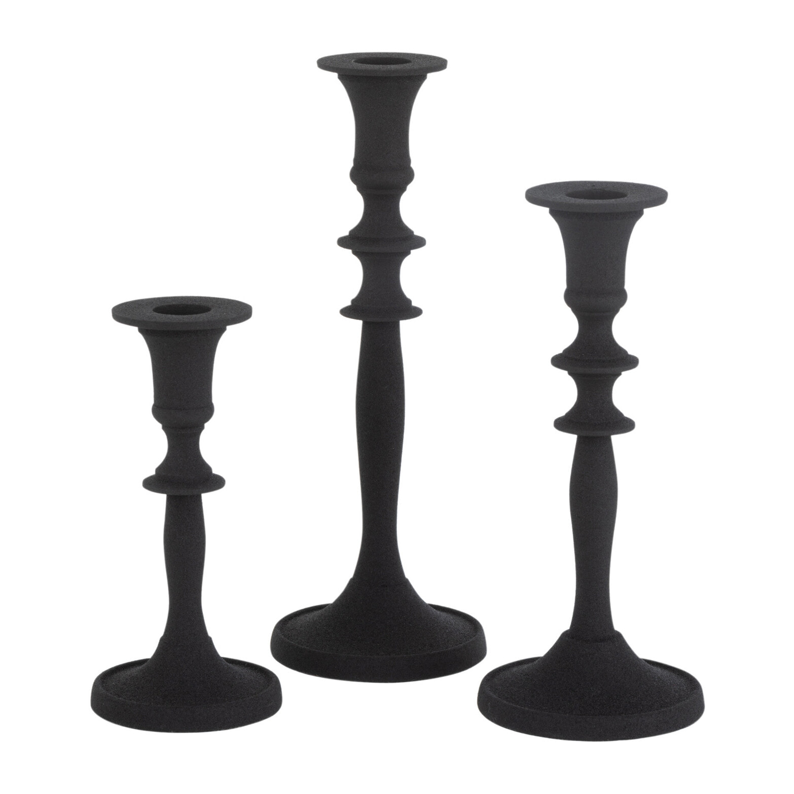 J-Line bougeoir Classique - aluminium - noir - set de 3
