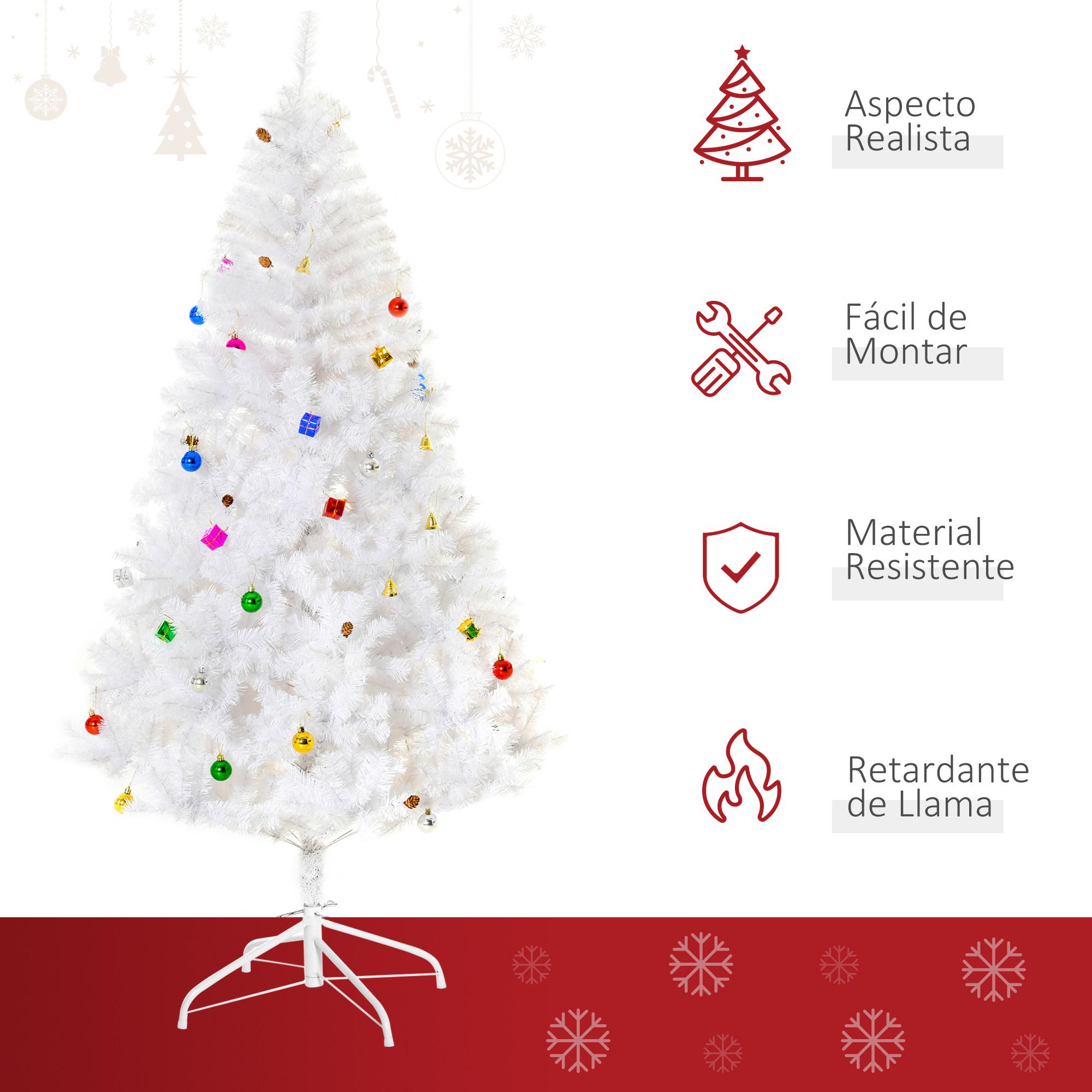 Árbol de Navidad Decoraciones Artificiales Incluidas 150/180 cm Verde y Blanco