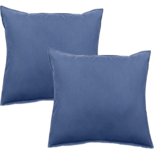 Lot de 2 taies d'oreiller Palace pur coton teint lavé 63 fils/cm² Vent du sud - Palace Indigo