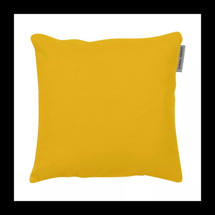 Housse de coussin pur coton uni jaune Confettis curry