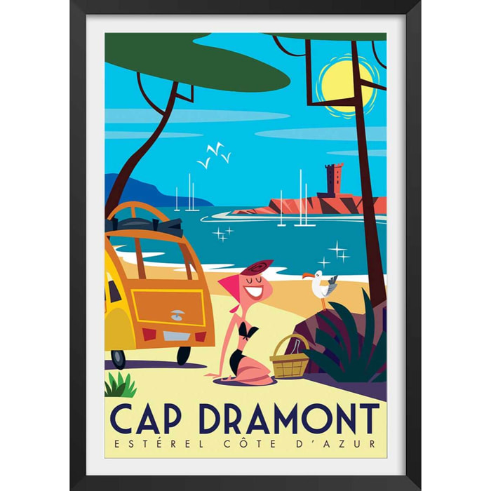 Poster de cap dramont Affiche + cadre en bois - Noir