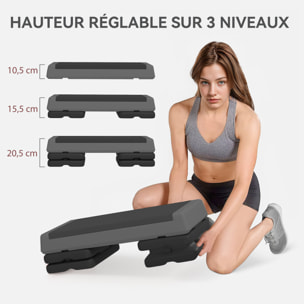 Stepper fitness hauteur réglable max. 250Kg gris noir