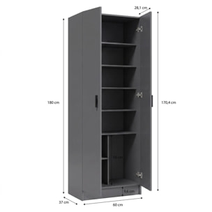 Armario de 2 puertas en gris grafito 60x180 cm Multi Useful Gris Grafito