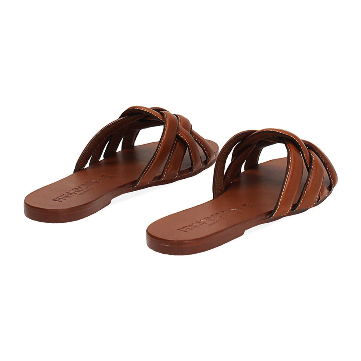 Sandali bassi donna cognac in pelle