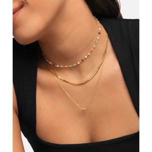 Collar Crystals Colors Plata Baño Oro