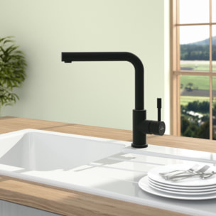 Robinet de cuisine avec douchette VILLEROY & BOCH Steel Shower Noir mat