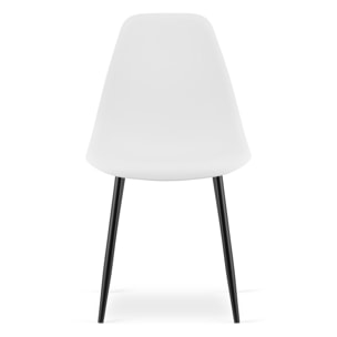 Sedia scandinava WAT bianca con gambe in metallo nero