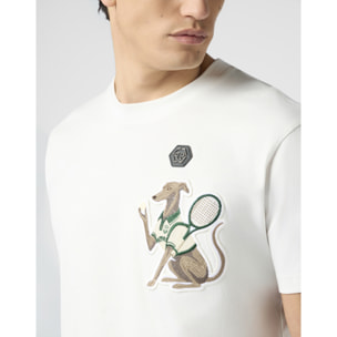 PHILIPP PLEIN Round Neck T-Shirt Tennis Pet Patch