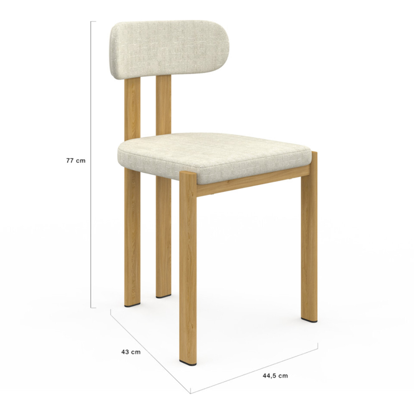 Chaises Elsa en tissu beige et pieds métal - lot de 4
