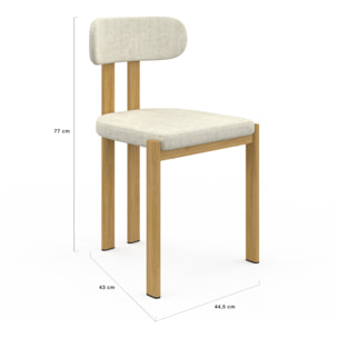 Chaises Elsa en tissu beige et pieds métal - lot de 4
