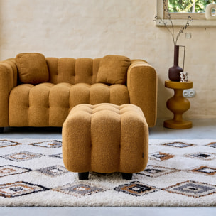 Pouf, repose-pieds pour canapé 2 places Leon bouclette texturée LEON