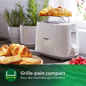 Grille-pain PHILIPS HD2581/00 Toaster blanc Daily, 2 fentes, 830W