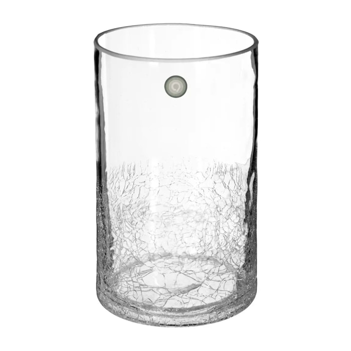 Vase cylindre verre craquelé H20cm