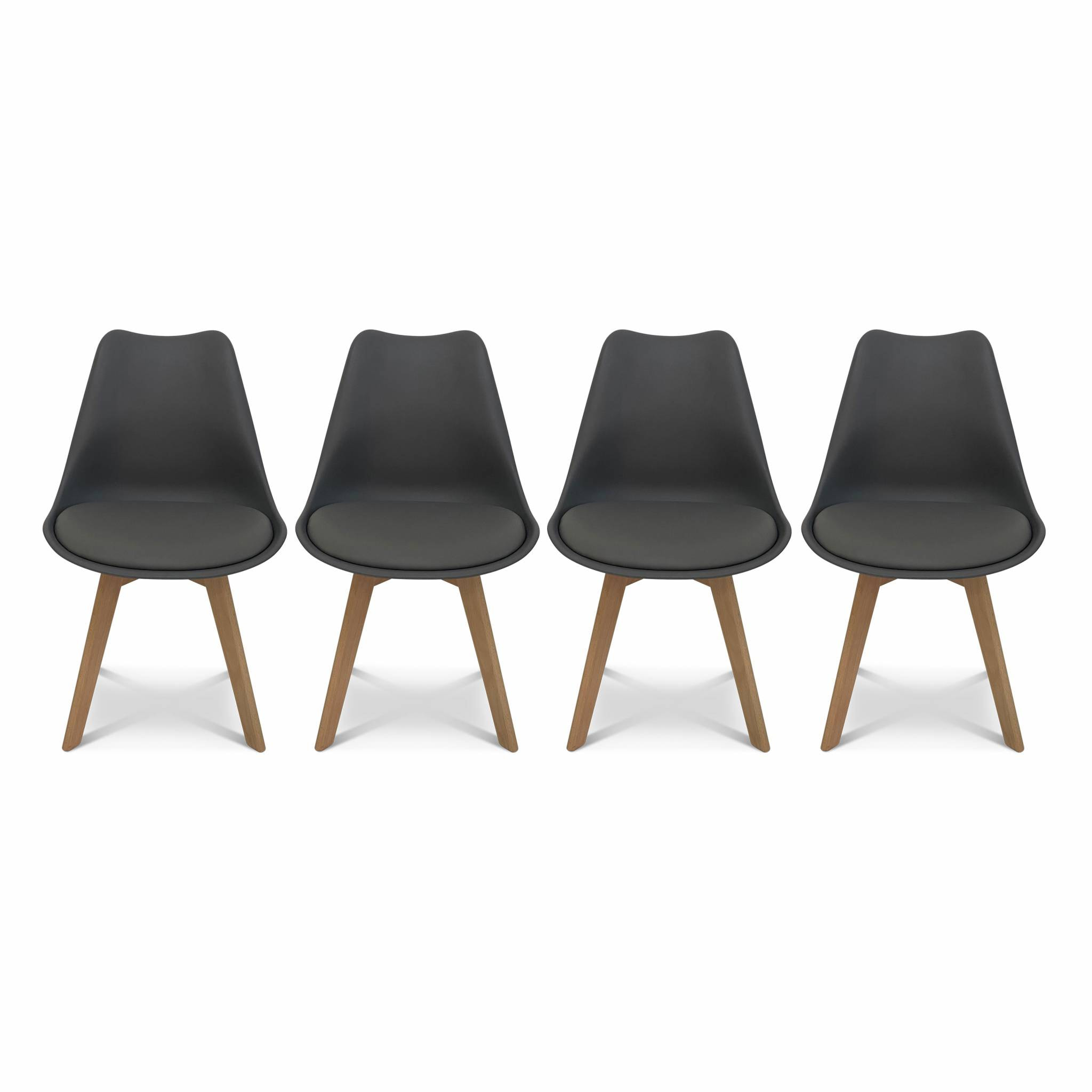 Lot de 4 chaises scandinaves. pieds bois de hêtre. chaises 1 place. gris