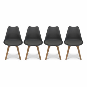 Lot de 4 chaises scandinaves. pieds bois de hêtre. chaises 1 place. gris
