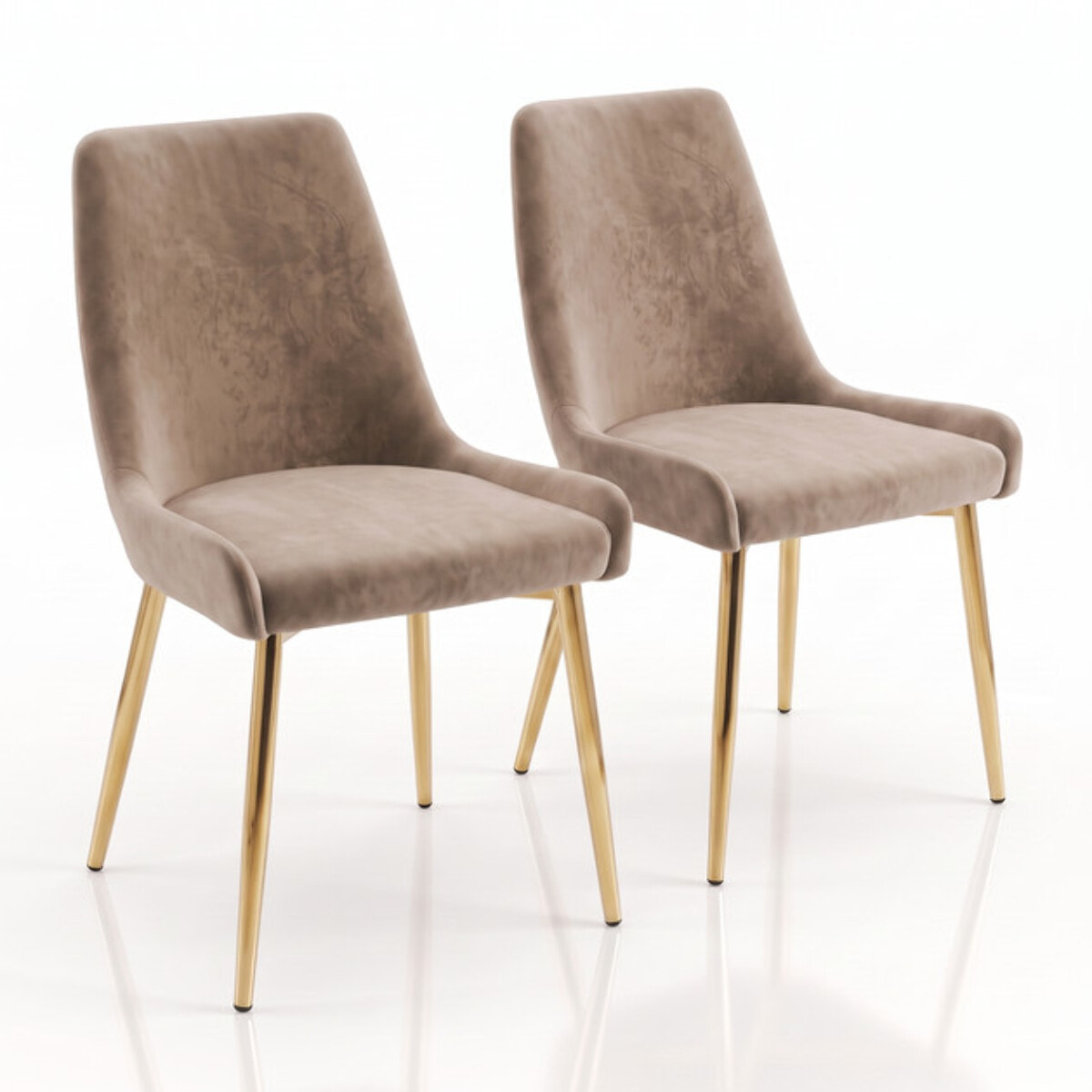 Sedia Imbottita in Effetto Velluto con Gambe Oro, Design Moderno ed Elegante per Sala da Pranzo, Cucina, Soggiorno, Studio e Ufficio