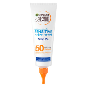Siero Solare Viso Protettivo SPF 50+ Ipoallergenico Ambre Solaire Sensitive Advanced Protezione Molto Alta per Pelli Sensibili - Flacone da 125ml