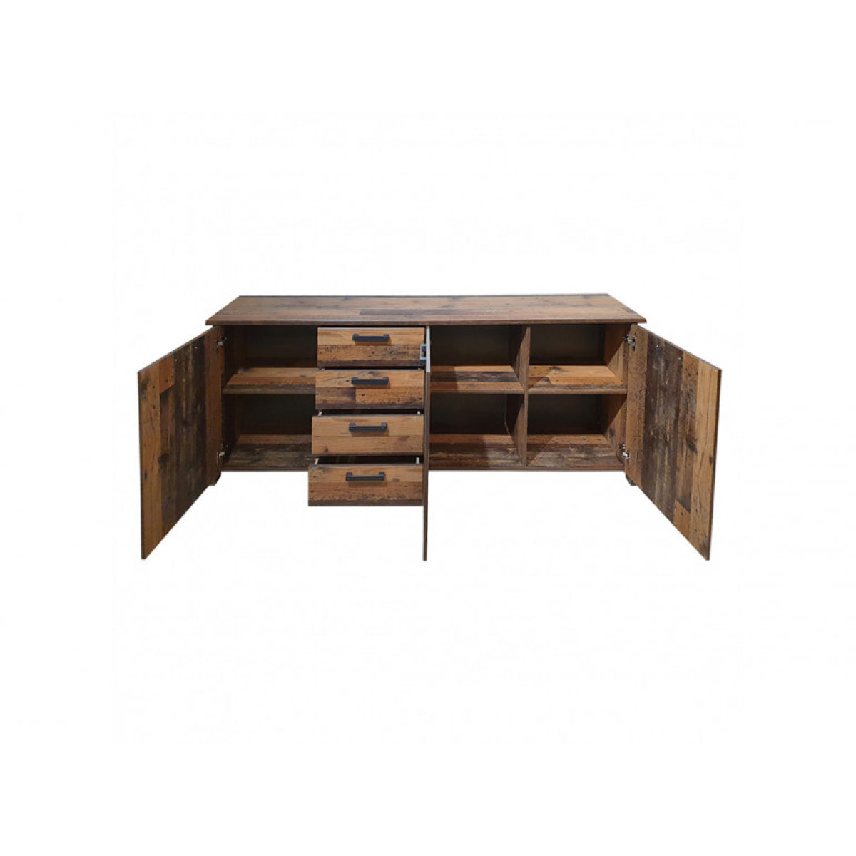 Buffet en bois effet bois vieilli et béton gris L206cm - FRED