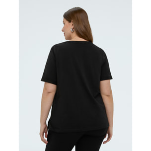 Fiorella Rubino - Camiseta con letras de strass - Negro