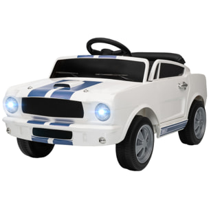 Voiture électrique enfant licence officielle Ford Shelby GT 350 - 12V, 3.5Km/h max. télécommande nombreux effets blanc bleu