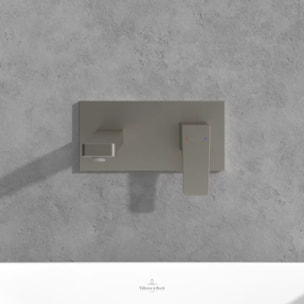 Mitigeur lavabo mural Architectura Square avec vidage Push Open Brushed Nickel Matt