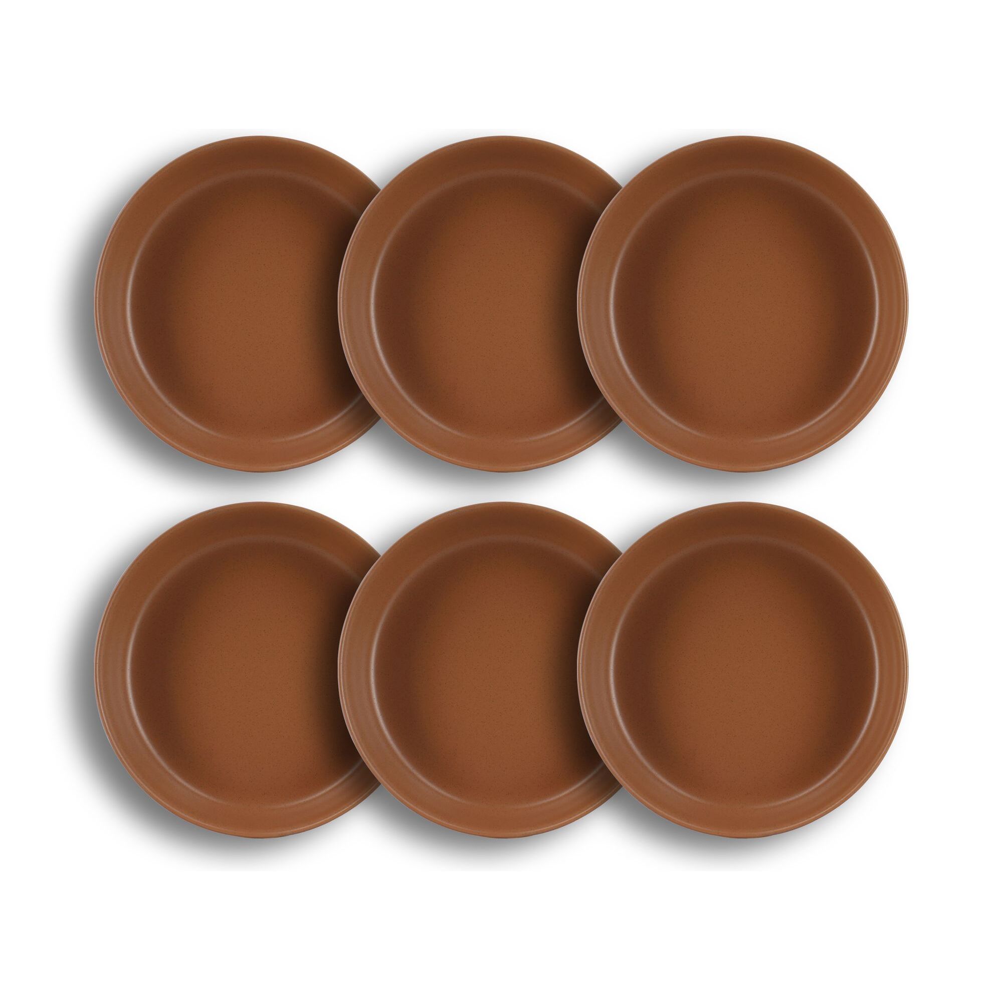 Lot de 6 assiettes creuses marron en grès 20,5cm ARITA