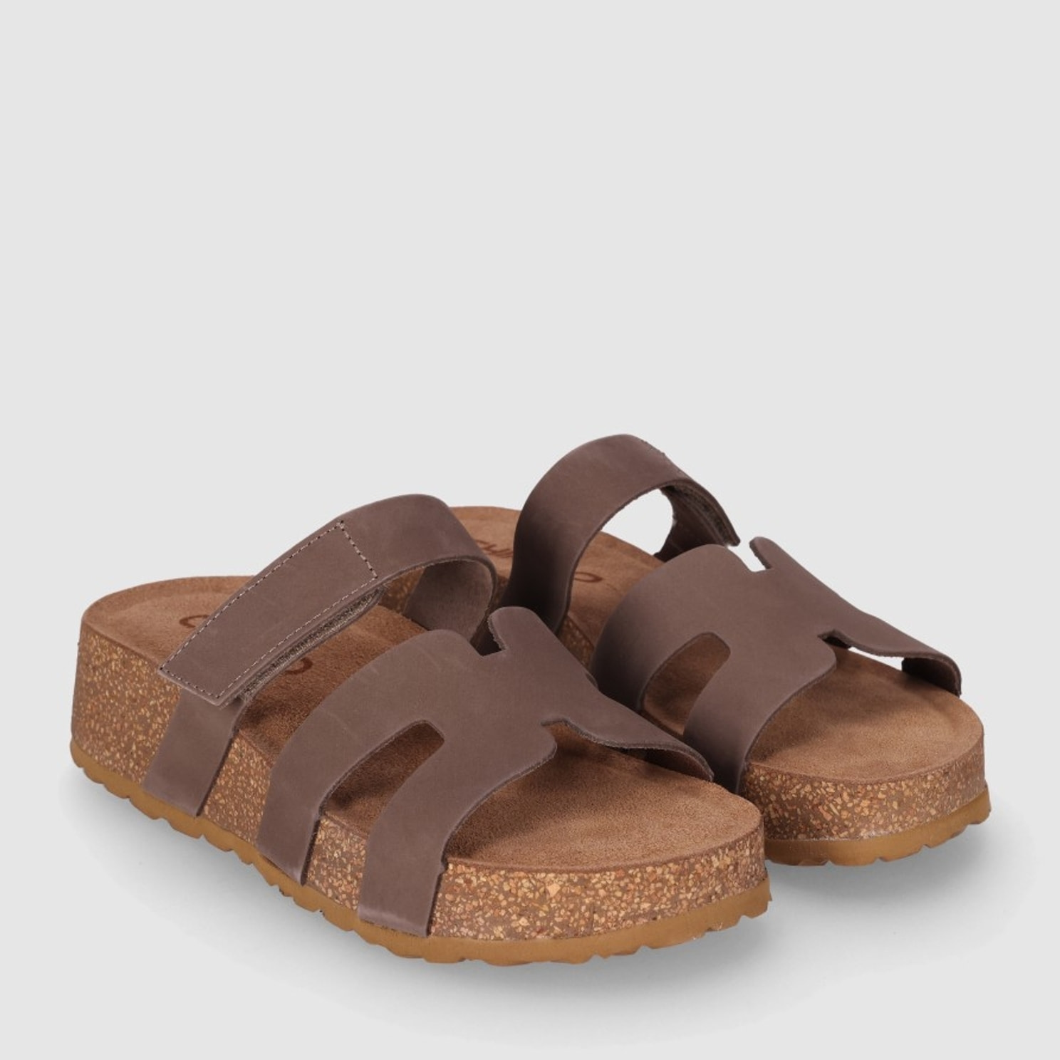 Sandalias de Serraje - Marron - Tacón: Bajo