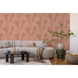 Papier peint arches art déco rose terracotta doré