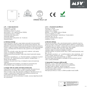 Pèse Personne en Verre Noir 30x30cm MSV