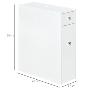 Armario Auxiliar de Baño Mueble de Baño Estrecho con 2 Cajones y Compartimiento Superior con Tapa para Lavabo Ducha 17x48x58 cm Blanco