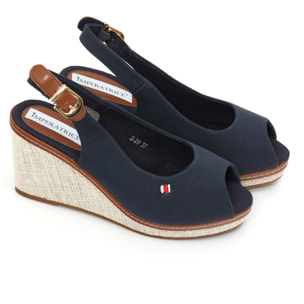 Sandali in tessuto con zeppa