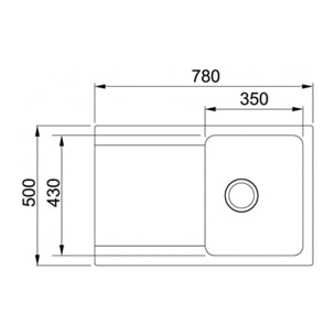 Orion Evier à encastrer en tectonite, 780mmx500mm, Blanc Polaire (OID 611-78)