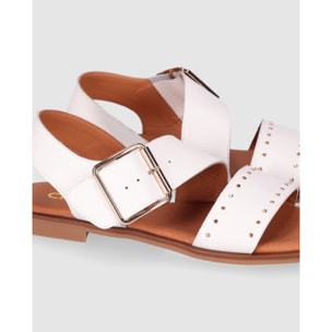 Sandalias de Piel - Blanco - Tacón: 1 cm