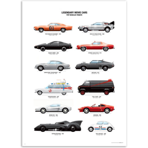 Affiche - Legendary Movie Cars - Olivier Bourdereau
