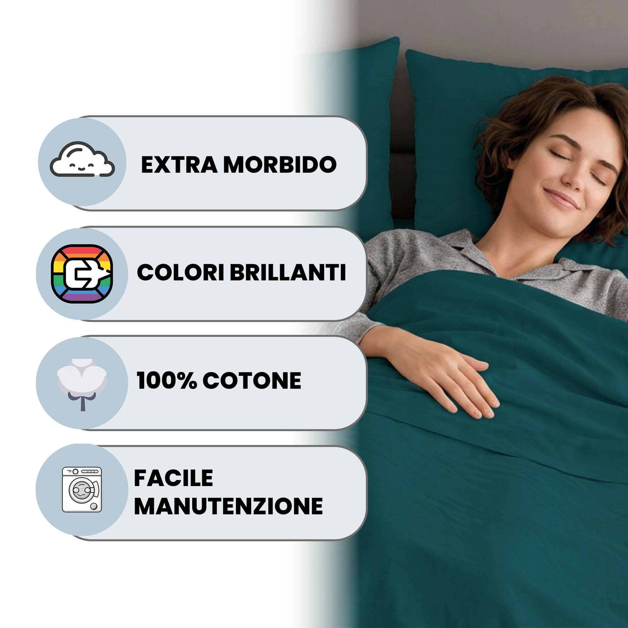 COMPLETO LETTO MAX COLOR MATRIMONIALE, 100% COTONE