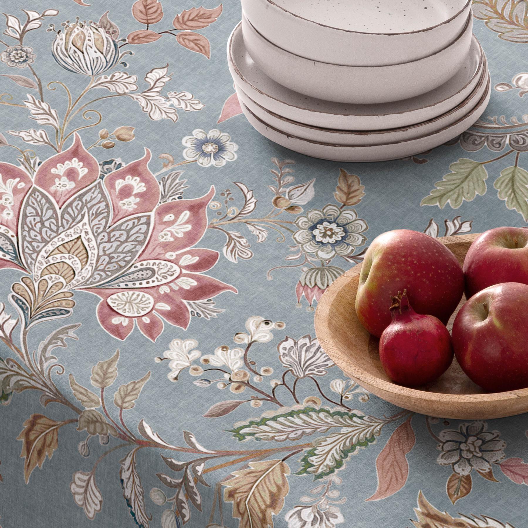 Nappe imprimée anti-tache AYANA BLEU