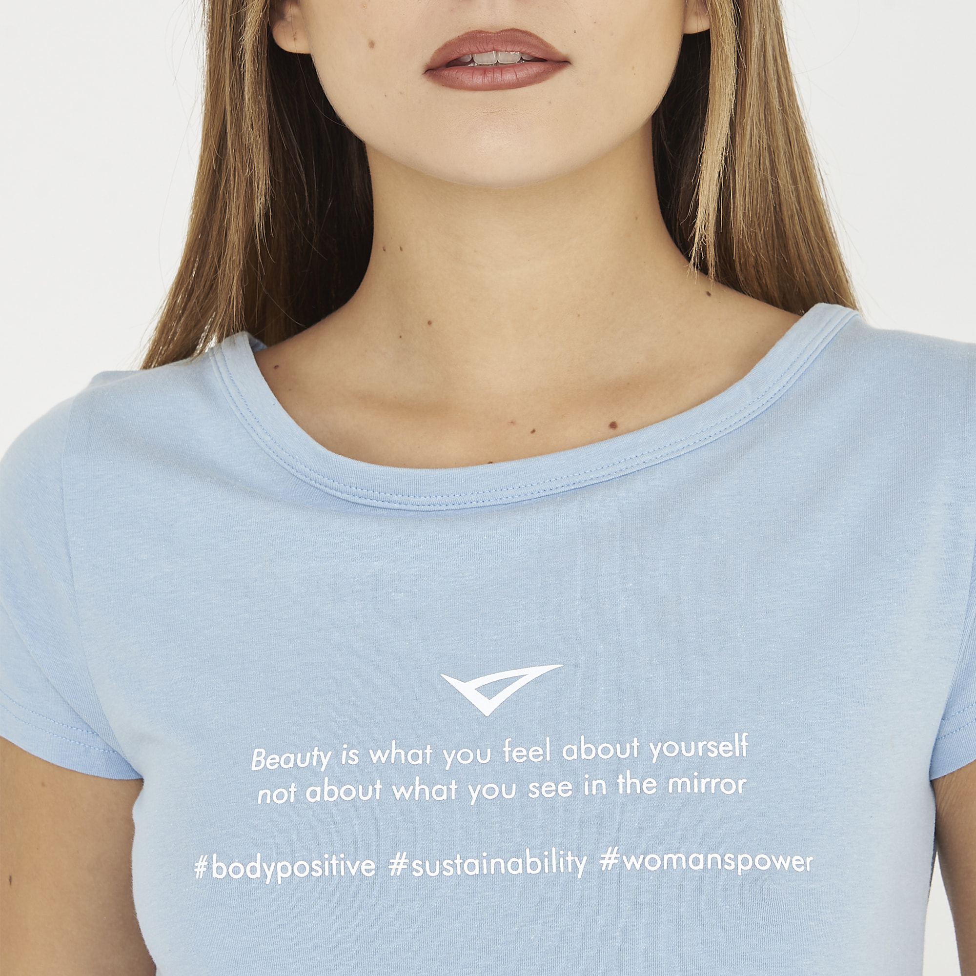 t-shirt ginnastica europa donna celeste