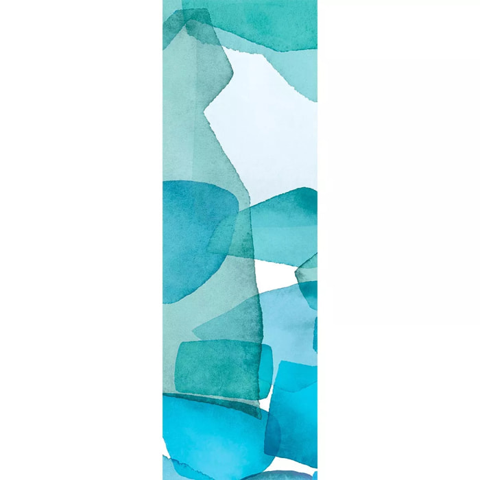 Chemin de table lin & coton lavé 150 g/m² imprimé bleu vert Aqua mineral