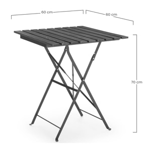 Mesa de Jardín Plegable Agata de Madera y Metal Negro