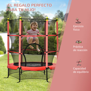 Trampolín Infantil +3 Años con Superficie de Salto Ø110cm Red de Seguridad Rojo