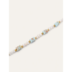 Pulsera Daylight Perlas Acero Baño Oro