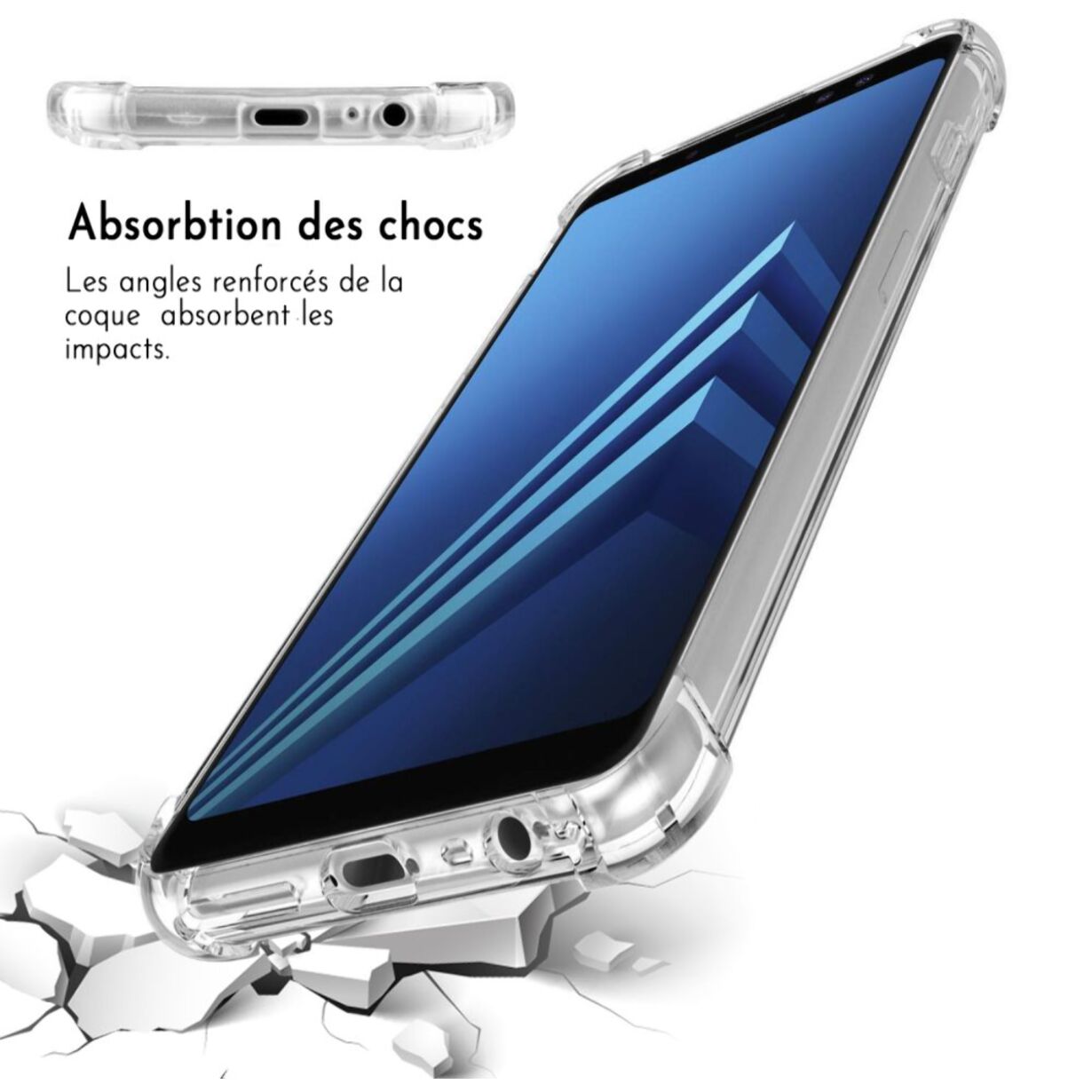 Coque Samsung Galaxy A8 2018 ANTI CHOCS silicone transparente bords renforcés