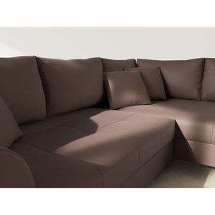 Rune - canapé d'angle droit 4 places en simili - Marron