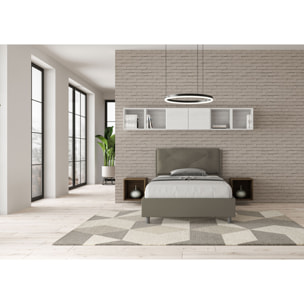 Letto una piazza e mezza contenitore imbottito 120x210 similpelle cappuccino Appia Large