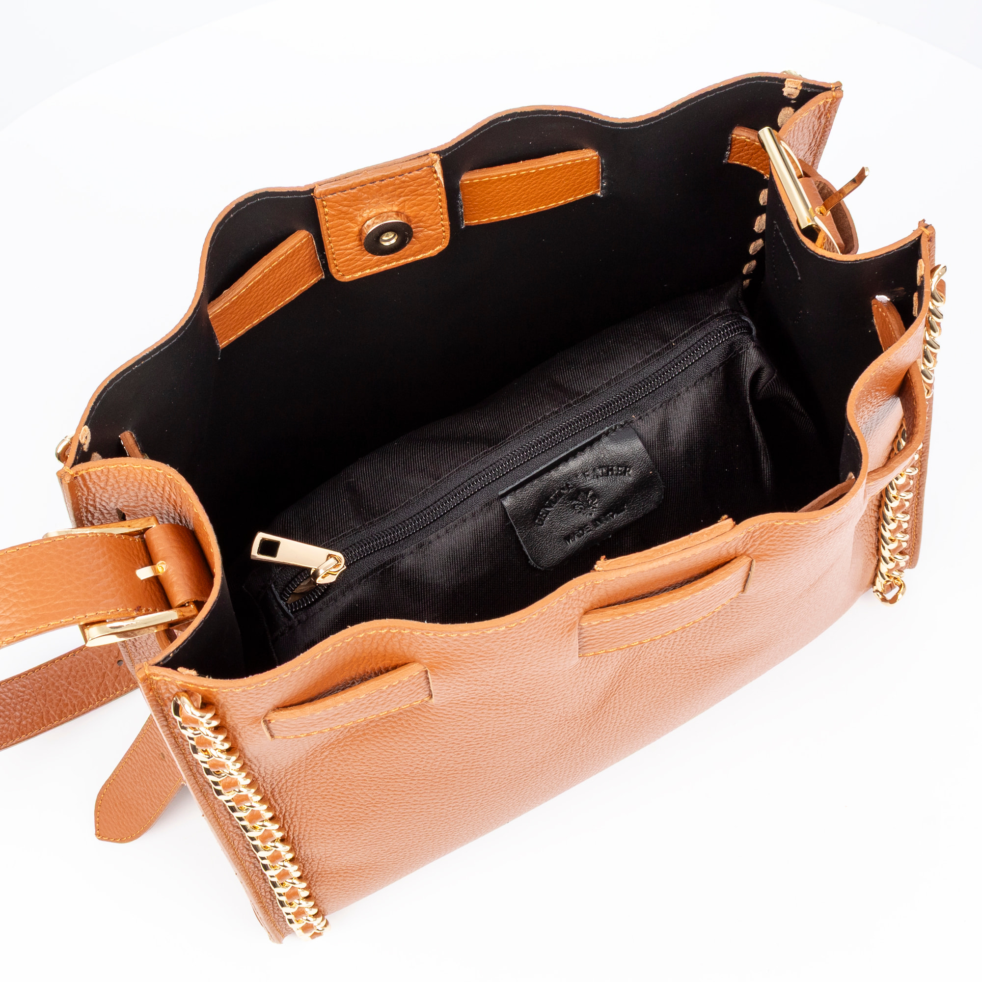 Borsa a spalla donna Barano. Vera pelle Dollaro.