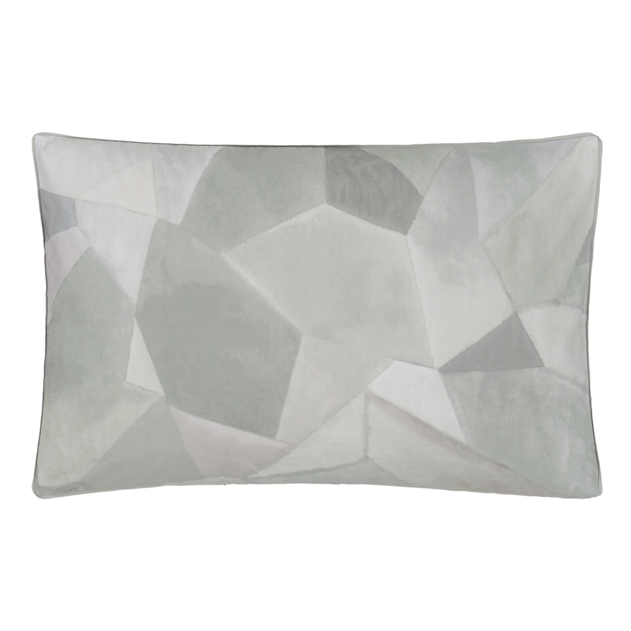 Taie d'oreiller imprimée en percale de coton, GEO MODERNE PEWTER, Beige